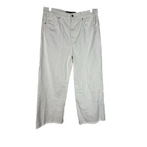 Veronica Beard Taylor Wide Leg Crop High Rise Jeans Raw Hems 31 Minimalist USA